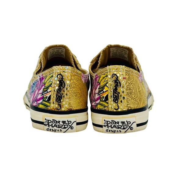 Vtg Y2K Ed Hardy Yellow Canvas Sneakers| McBling Grunge Sleaze Baddie Streetwear - Picture 3 of 16